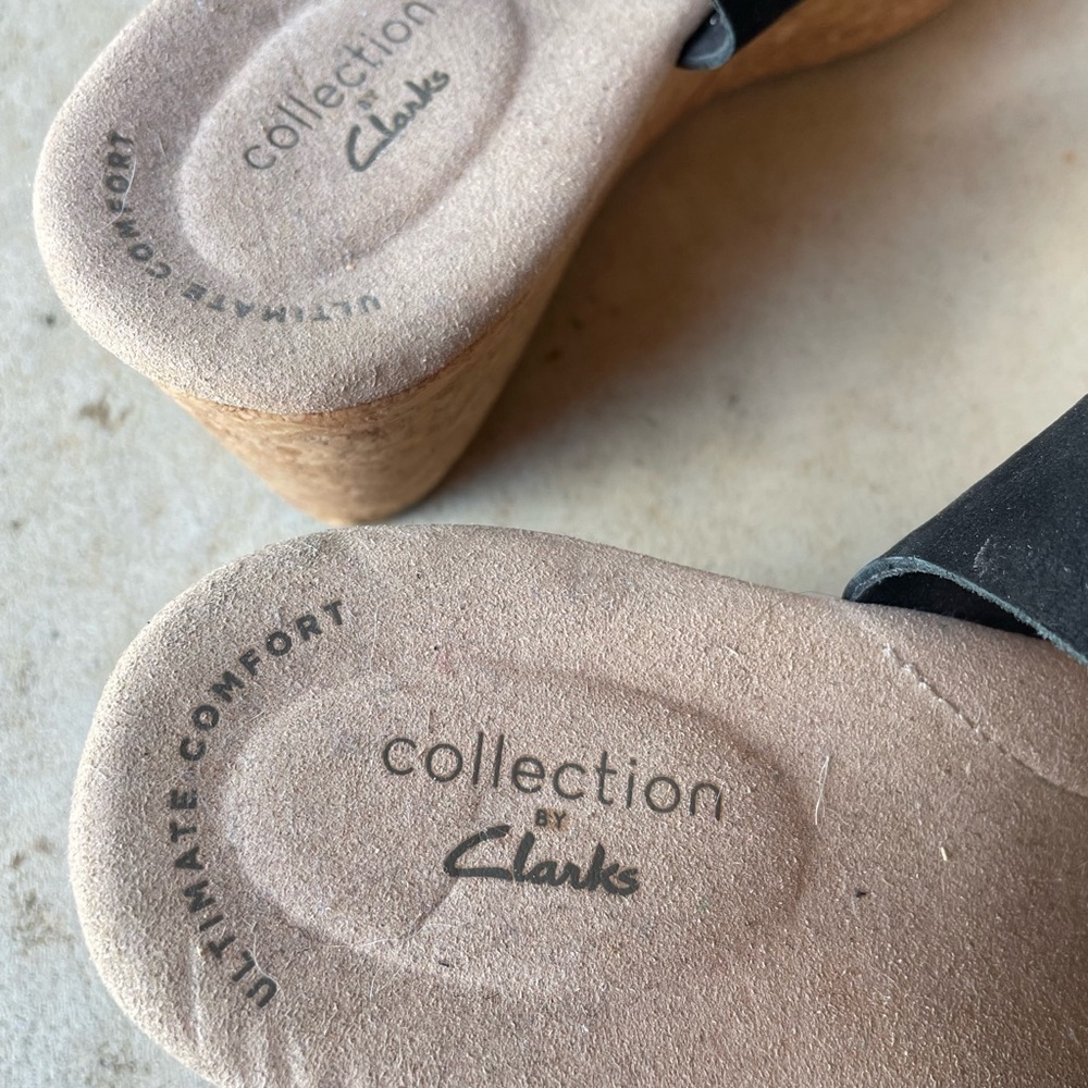 Clarks Women’s Annadel Eirwyn Nubuck Sandals in Black and Tan, Size 9 - Picture 4 of 5